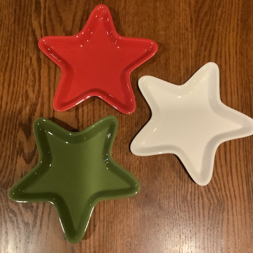 Three Santana International Star Shaped Holiday Candy/Trinket Dishes